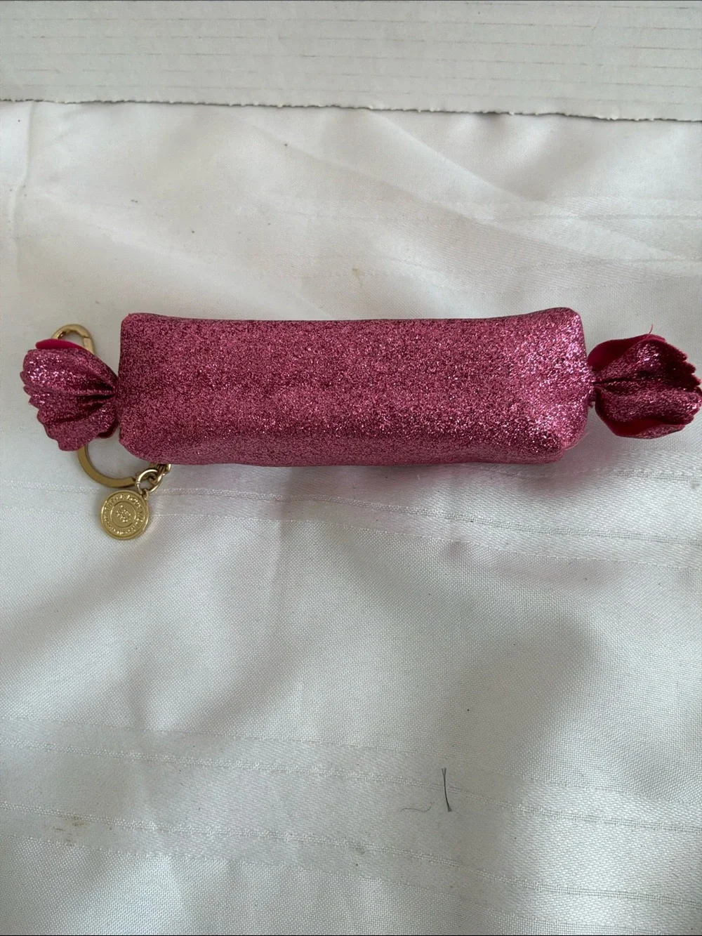 Y2K Bath & Body Works Pink Glitter Candy Zip Keychain Pouch lipstick lip balm